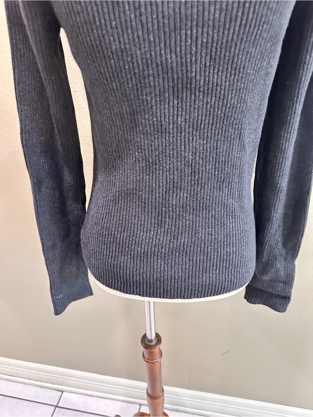 Lauren Ralph Lauren 100% Cotton Classic Ribbed Turtleneck Sweater - Charcoal S - Picture 12 of 13